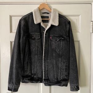 Black Denim Trucker Levi's Sherpa Jacket